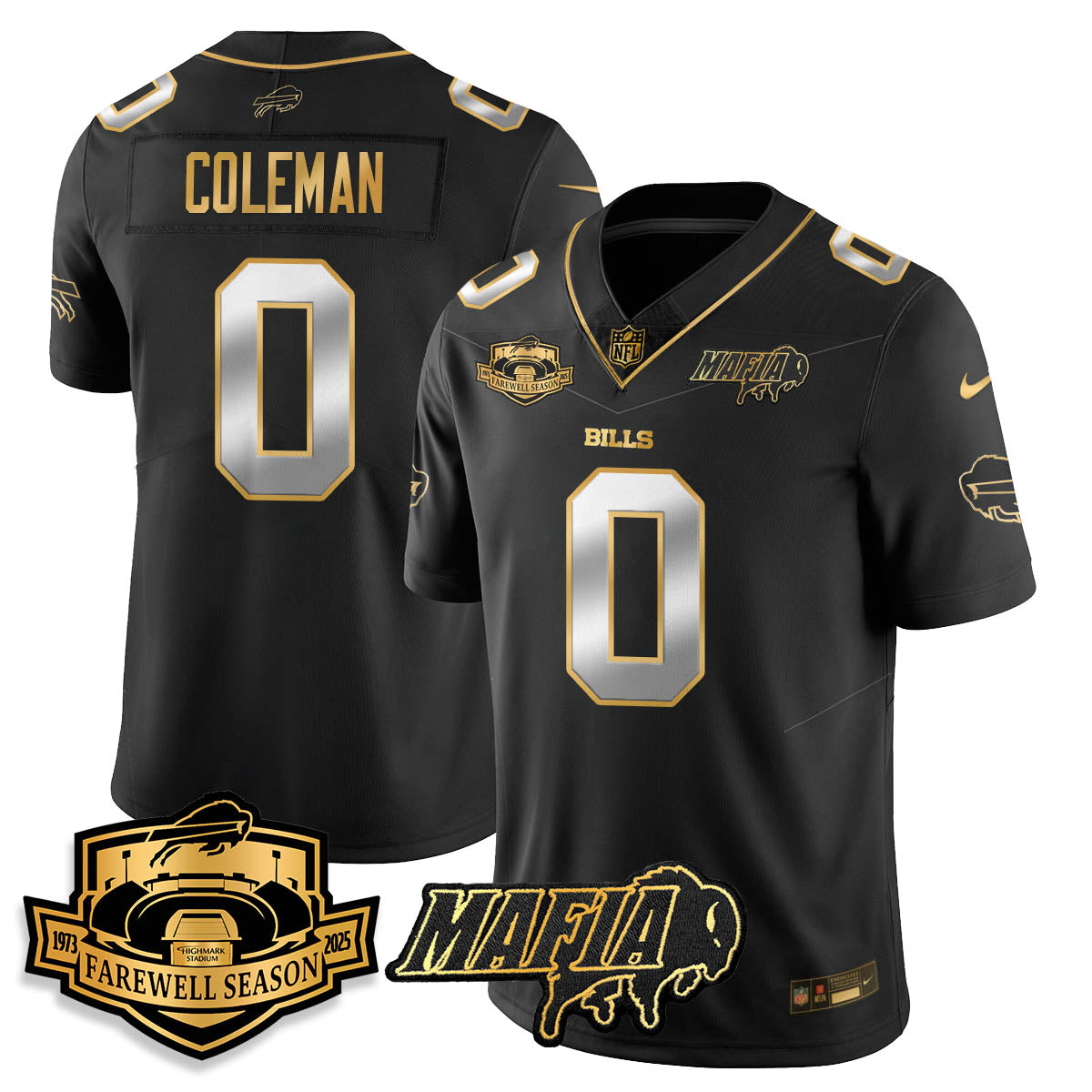 BUF 2025 Bills Mafia Patch Gold Vapor Limited Jersey - Stitched