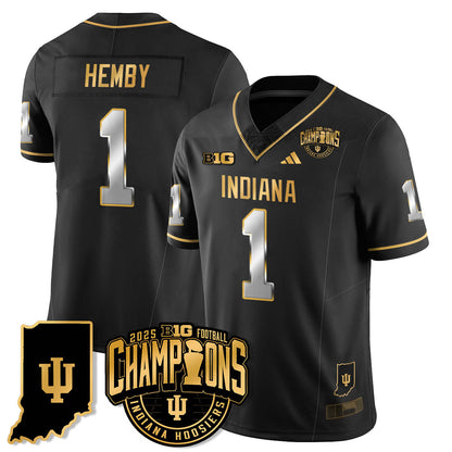 Indiana H Vapor Limited Football Gold Jersey - Big 10 Champions - Stitched
