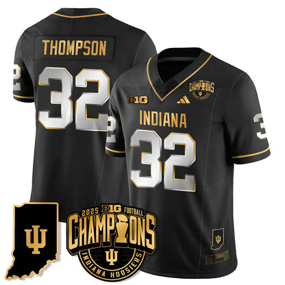 Indiana H Vapor Limited Football Gold Jersey - Big 10 Champions - Stitched