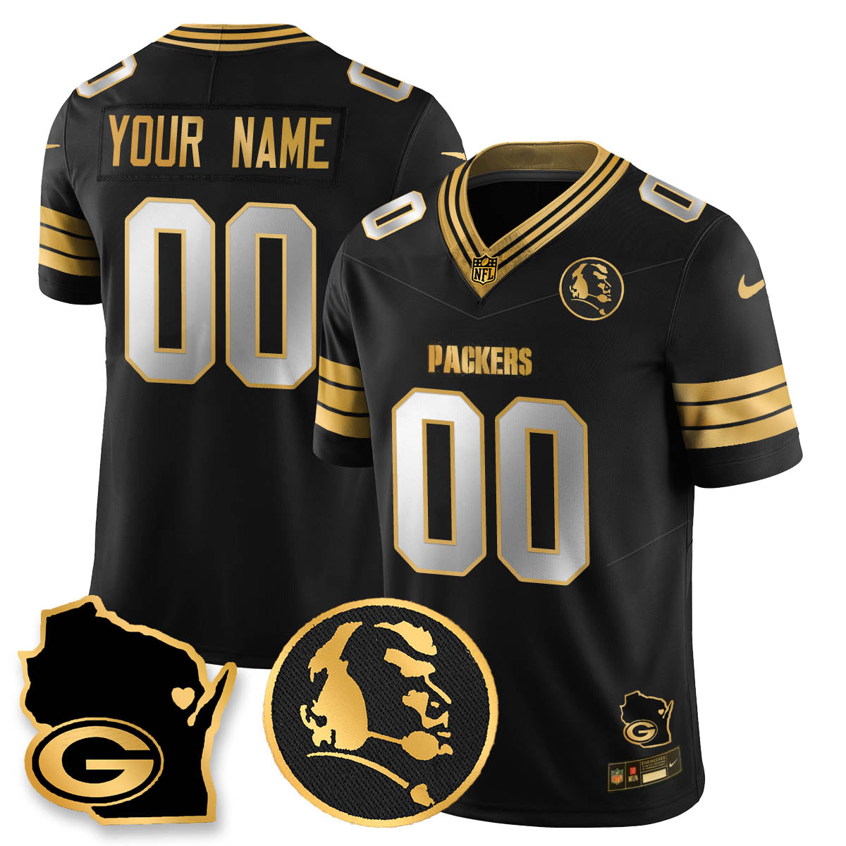 GB 4-Time Champions Vapor Limited Custom Jersey - John Madden Patch - Stitched