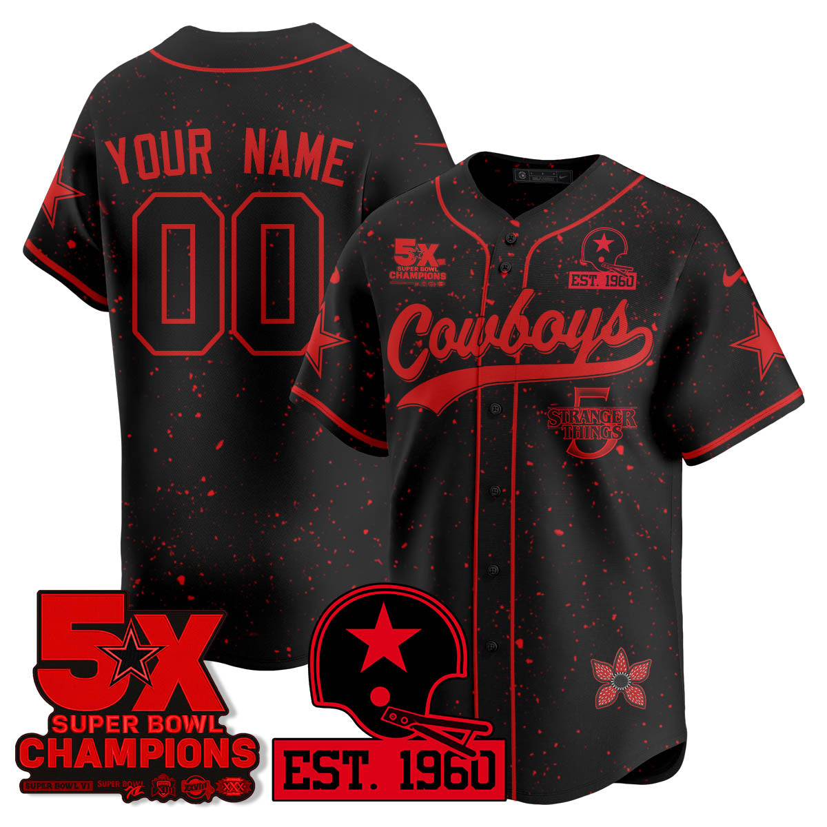 DAL Stranger Things Vapor Limited Baseball Custom Jersey - Stitched