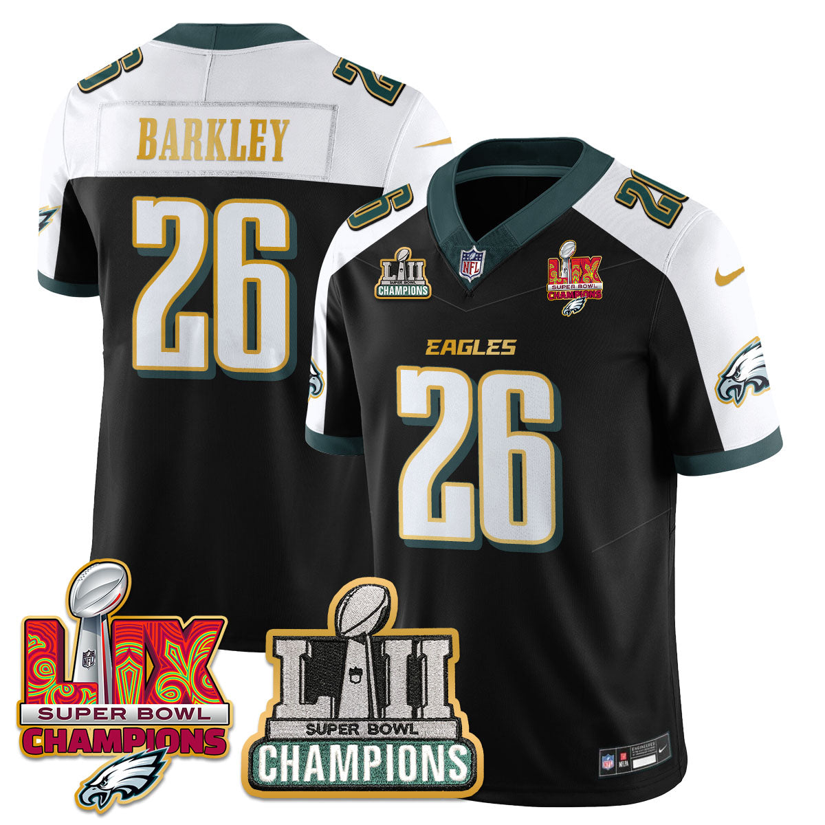PHI LII-LIX Super Bowl Champions Vapor Limited Gold Jersey - Stitched