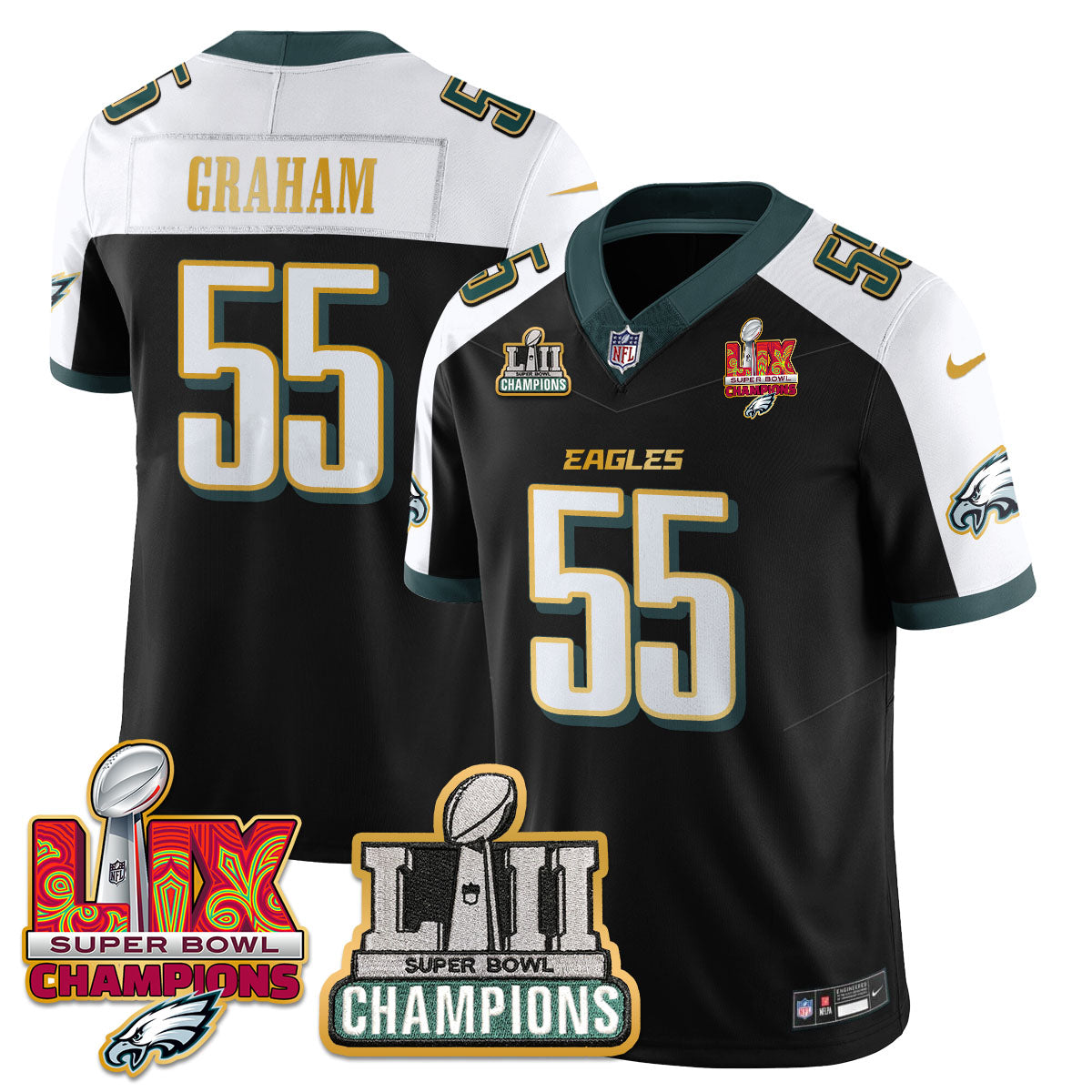 PHI LII-LIX Super Bowl Champions Vapor Limited Gold Jersey - Stitched