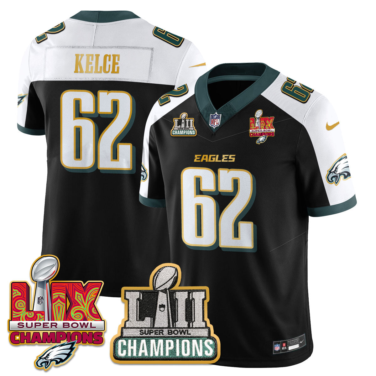 PHI LII-LIX Super Bowl Champions Vapor Limited Gold Jersey - Stitched