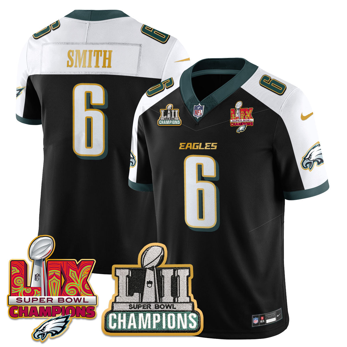 PHI LII-LIX Super Bowl Champions Vapor Limited Gold Jersey - Stitched