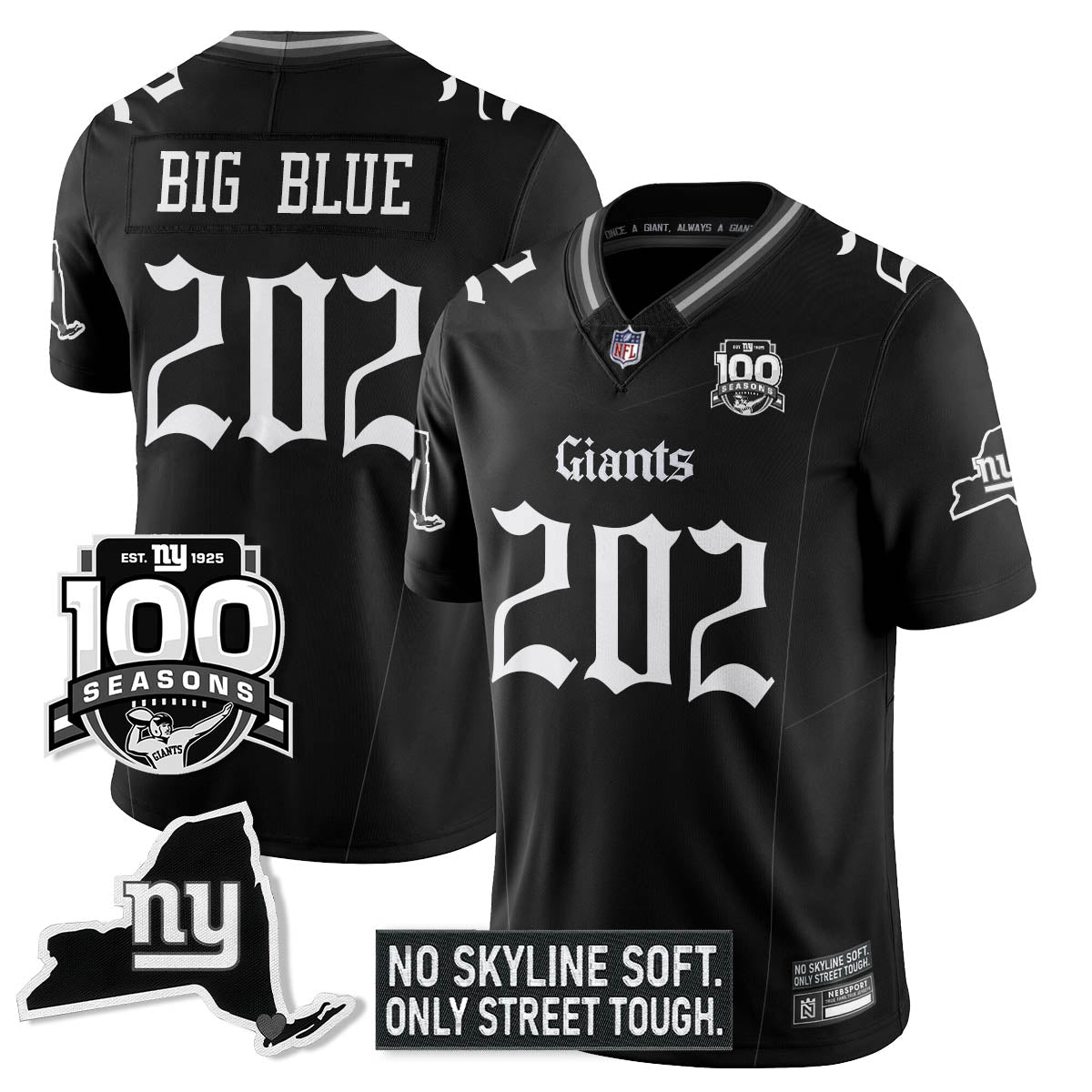 NYG 100th Seasons 'Gothic Gotham Edition' Vapor Limited Jersey - Stitched
