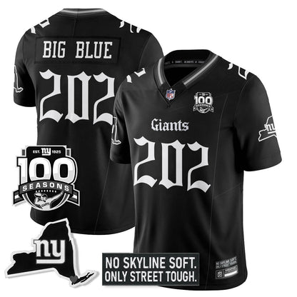 NYG 100th Seasons 'Gothic Gotham Edition' Vapor Limited Jersey - Stitched