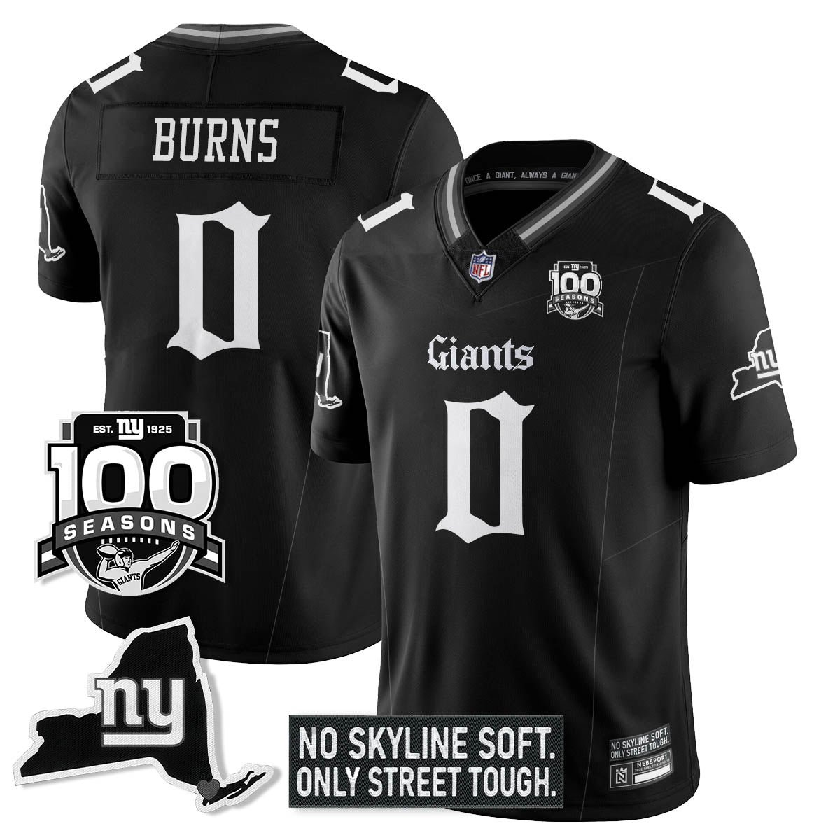 NYG 100th Seasons 'Gothic Gotham Edition' Vapor Limited Jersey - Stitched