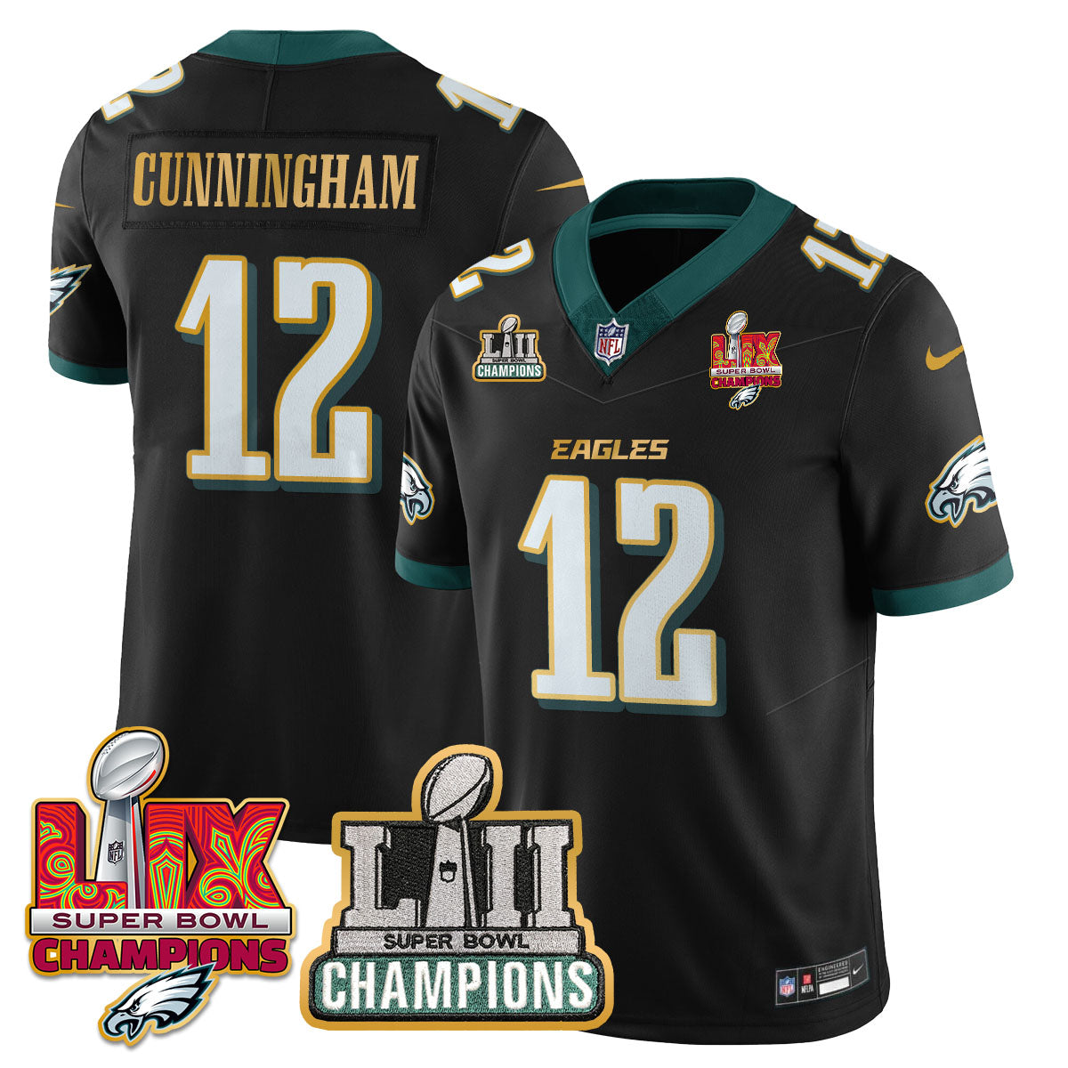 PHI LII-LIX Super Bowl Champions Vapor Limited Gold Jersey - Stitched