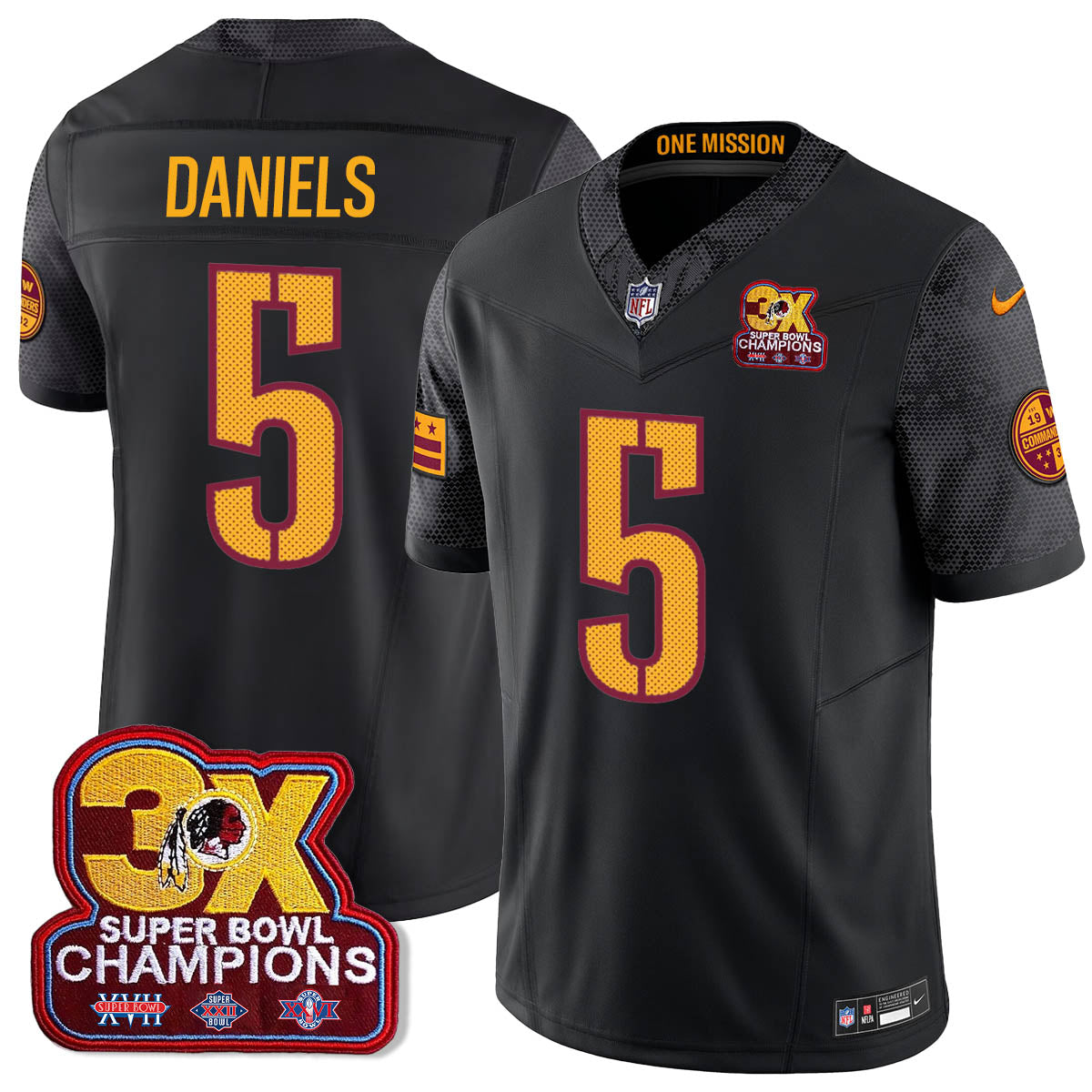 WAS 3-Time Champions Patch Vapor Limited Jersey - Stitched