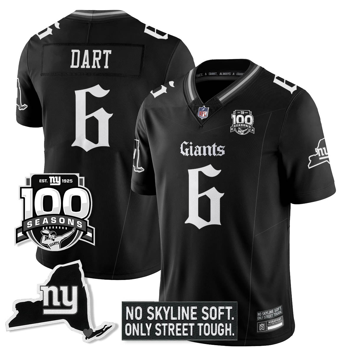 NYG 100th Seasons 'Gothic Gotham Edition' Vapor Limited Jersey - Stitched