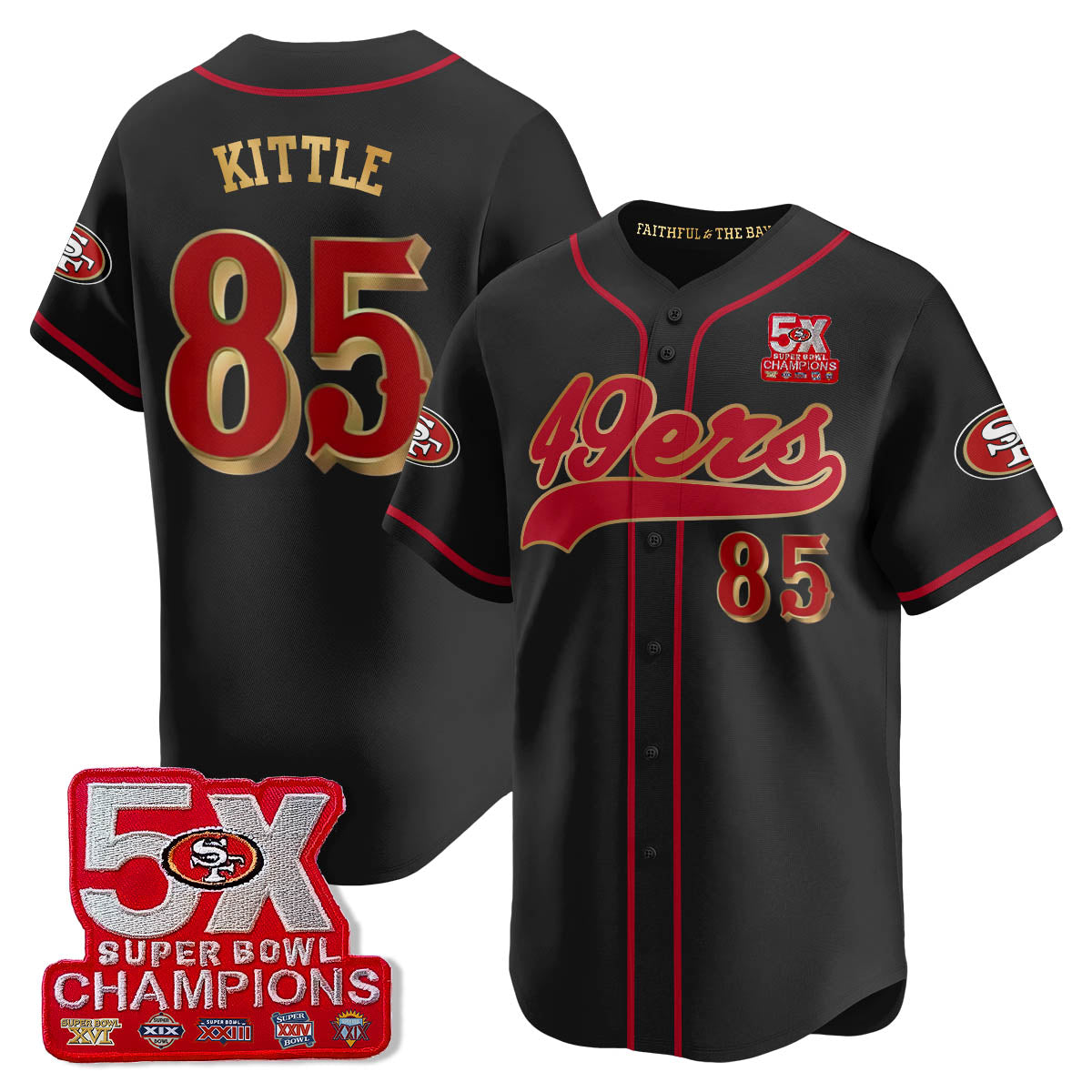 SF 5-Time Champions Patch Vapor Baseball Jersey - Stitched