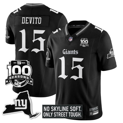 NYG 100th Seasons 'Gothic Gotham Edition' Vapor Limited Jersey - Stitched