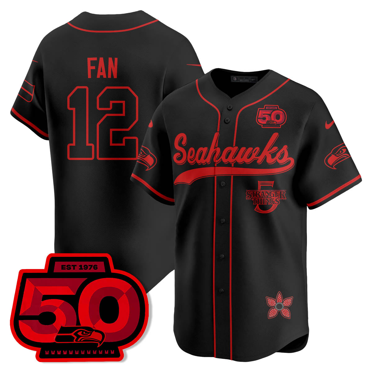 SEA Stranger Things Vapor Limited Baseball Jersey - Stitched
