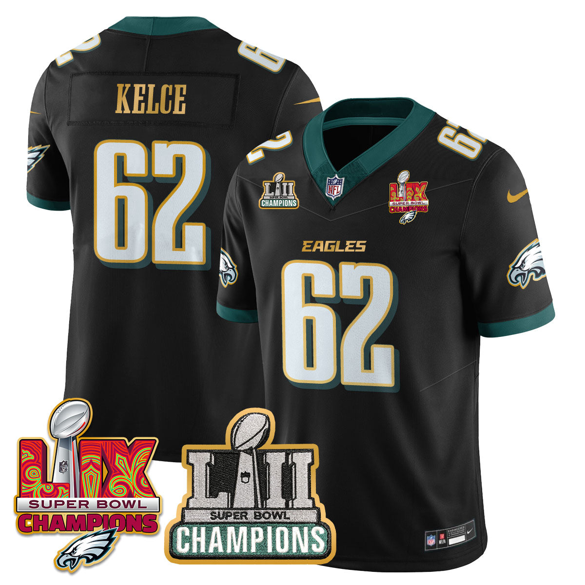 PHI LII-LIX Super Bowl Champions Vapor Limited Gold Jersey - Stitched