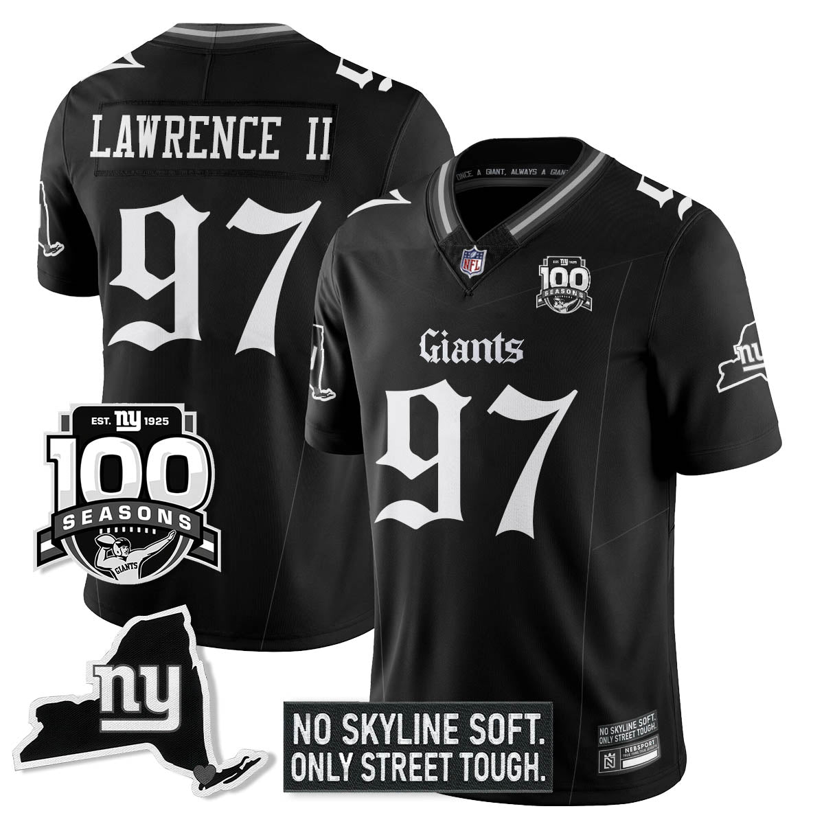 NYG 100th Seasons 'Gothic Gotham Edition' Vapor Limited Jersey - Stitched