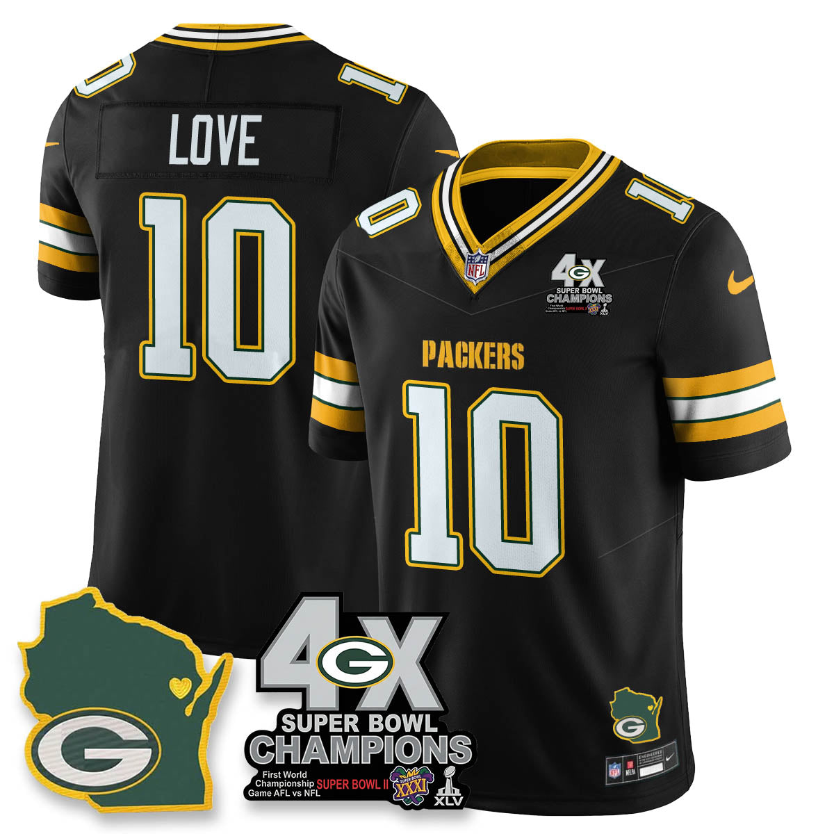 GB 4-Time Champions Patch Vapor Limited Jersey - Stitched