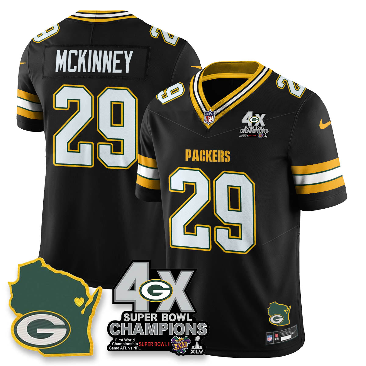 GB 4-Time Champions Patch Vapor Limited Jersey - Stitched