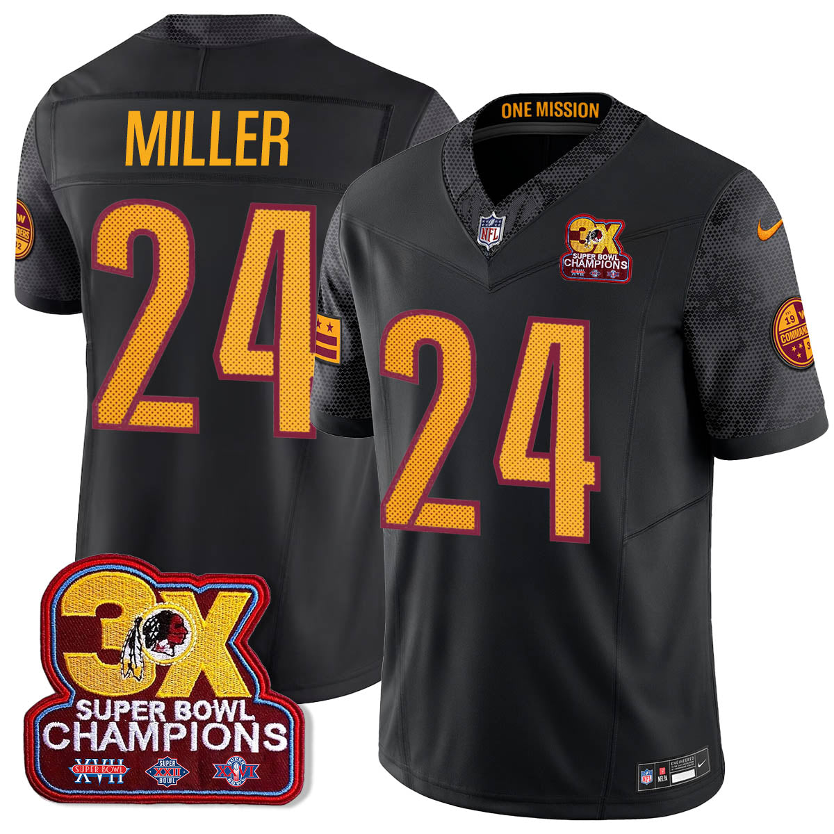 WAS 3-Time Champions Patch Vapor Limited Jersey - Stitched