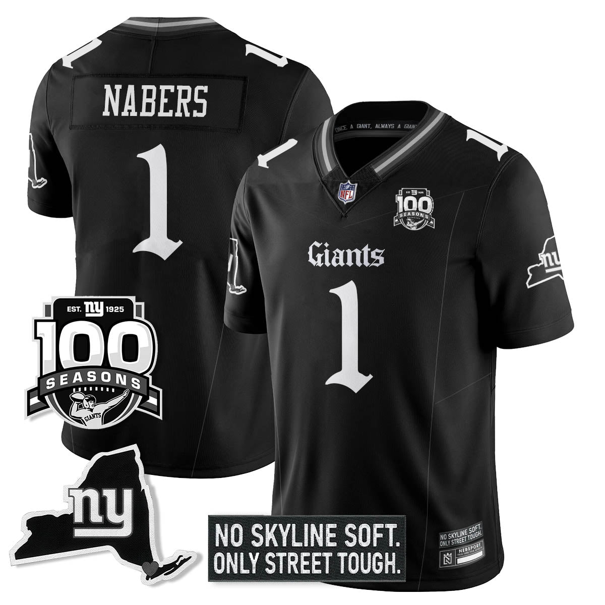 NYG 100th Seasons 'Gothic Gotham Edition' Vapor Limited Jersey - Stitched