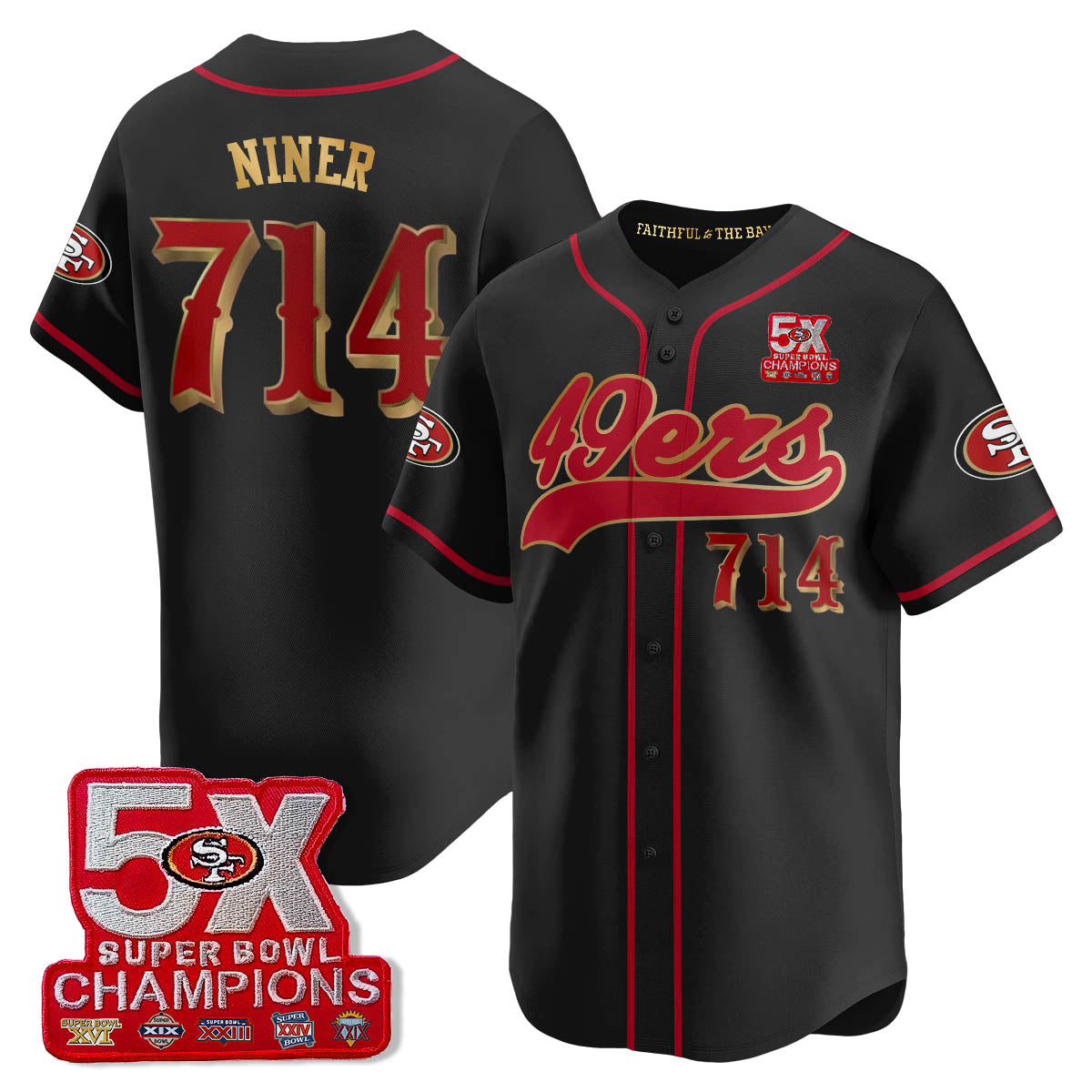 SF 5-Time Champions Patch Vapor Baseball Jersey - Stitched