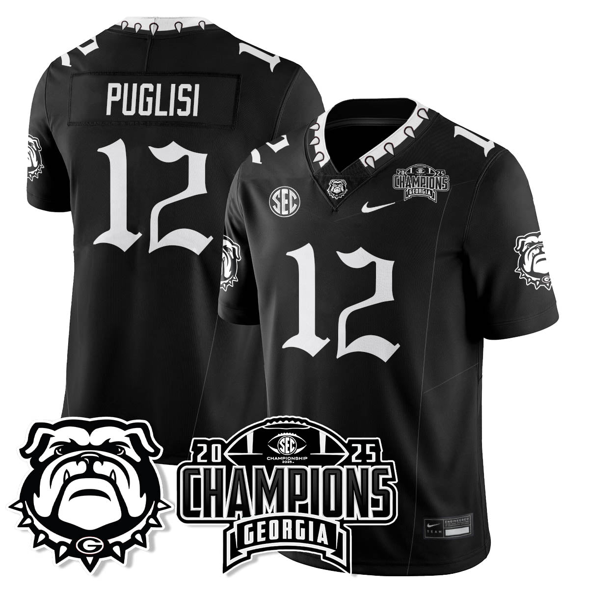 Georgia Bulldogs Gothic Vapor Limited Jersey - SEC Football Champions - All Stitched