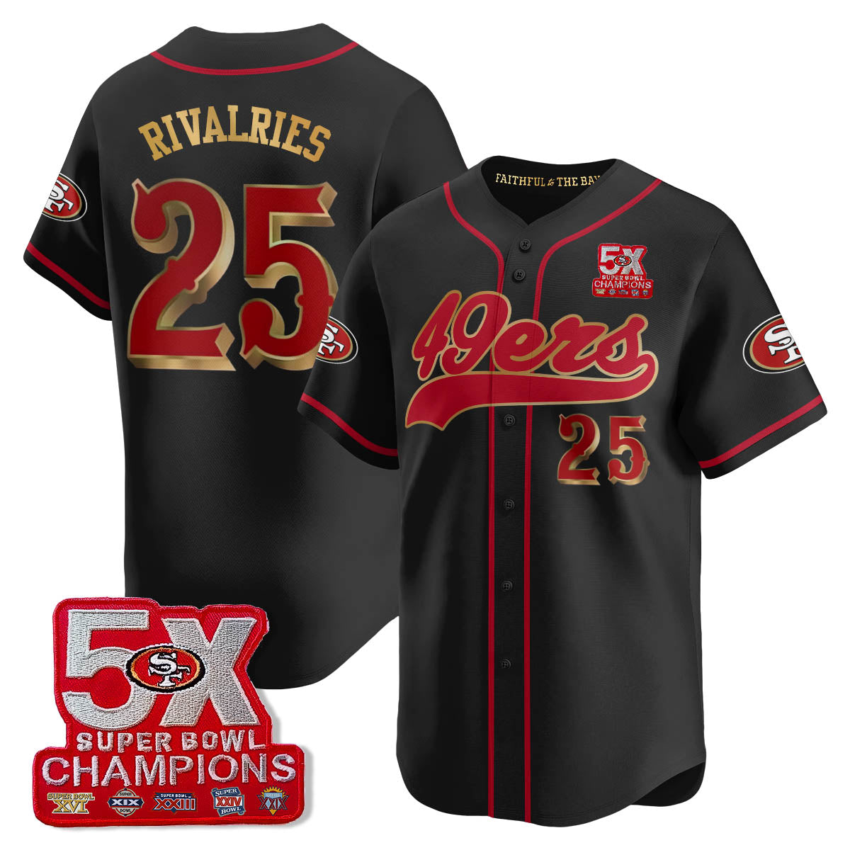 SF 5-Time Champions Patch Vapor Baseball Jersey - Stitched