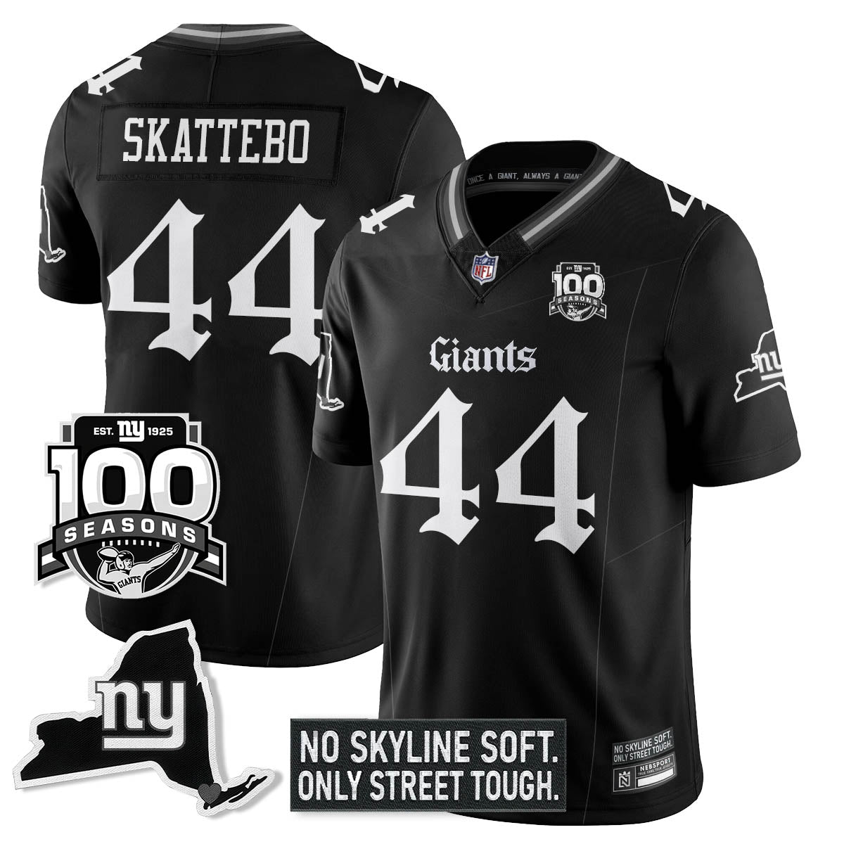 NYG 100th Seasons 'Gothic Gotham Edition' Vapor Limited Jersey - Stitched