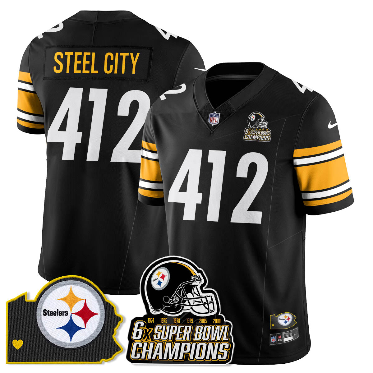 PIT 6-Time Champions Patch Vapor Limited Jersey - Stitched