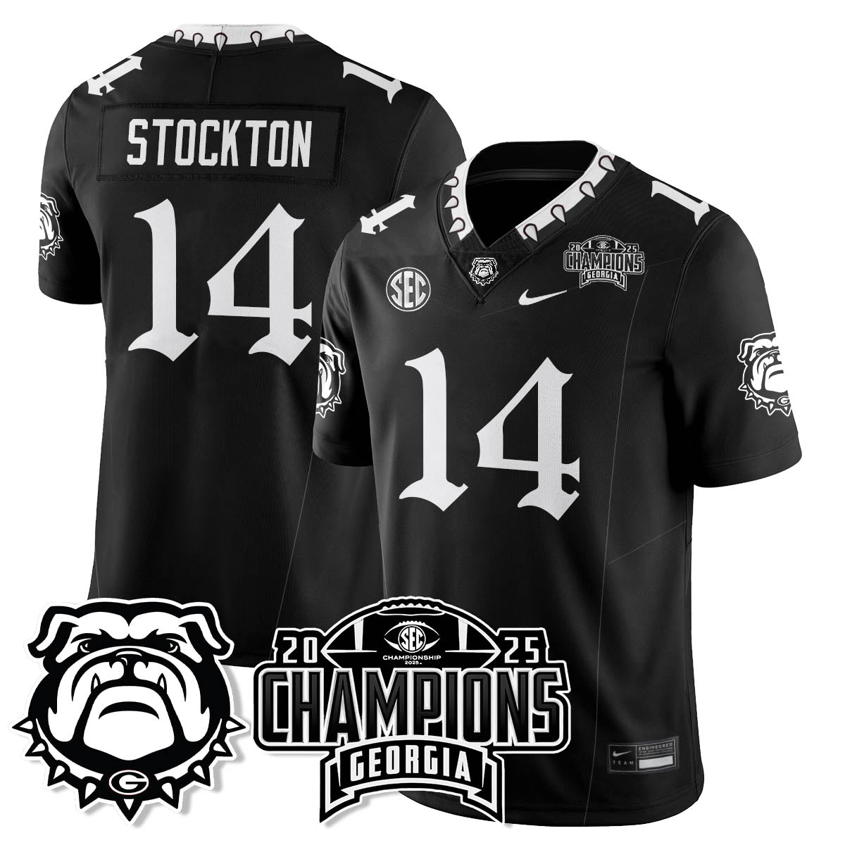 Georgia Bulldogs Gothic Vapor Limited Jersey - SEC Football Champions - All Stitched