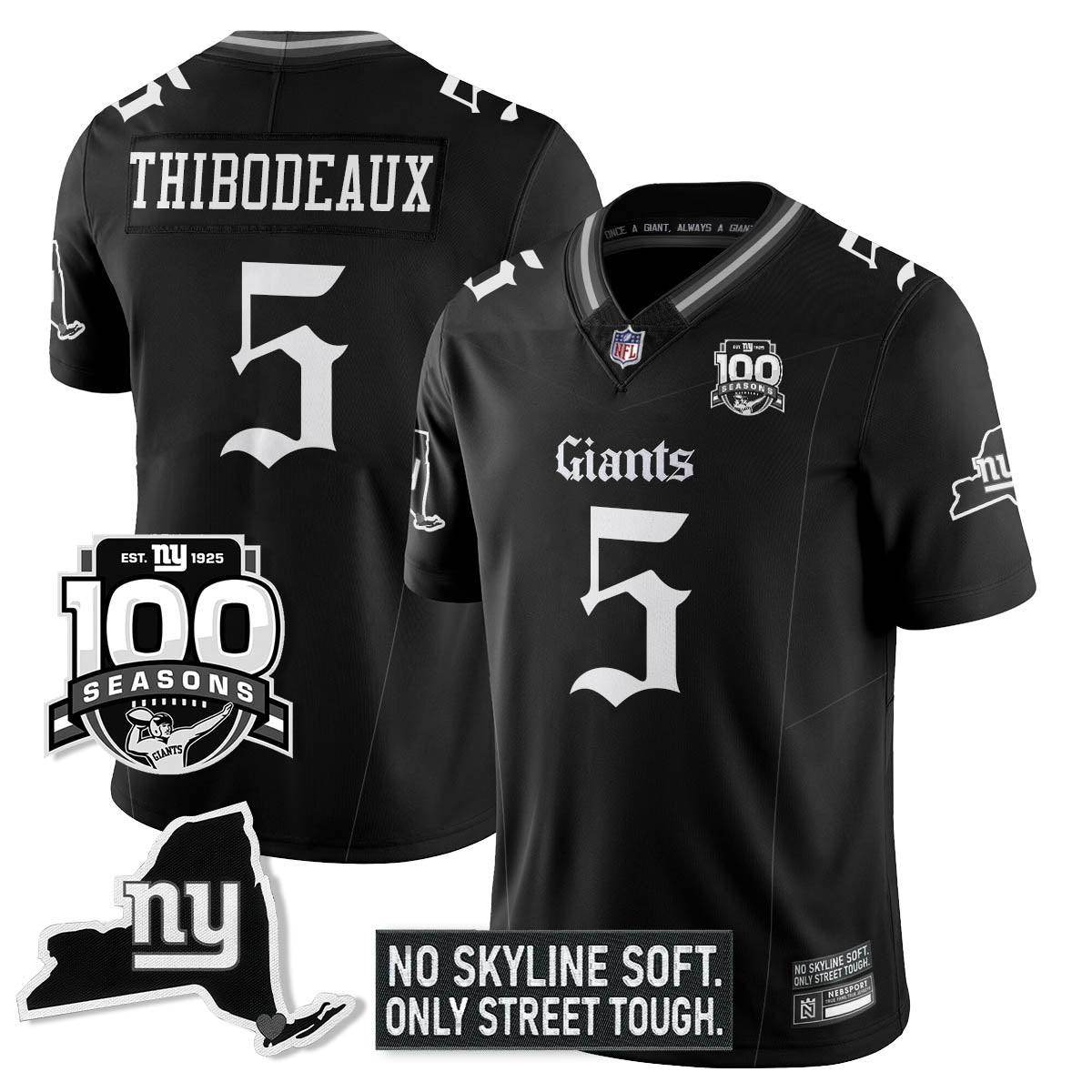 NYG 100th Seasons 'Gothic Gotham Edition' Vapor Limited Jersey - Stitched