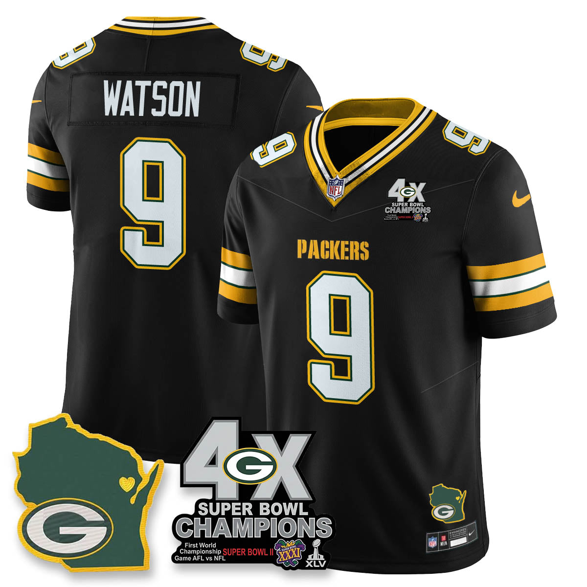 GB 4-Time Champions Patch Vapor Limited Jersey - Stitched