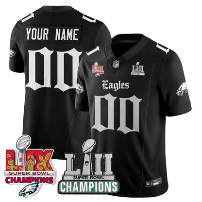 PHI 'Gothic Philly' LII-LIX Super Bowl Champions Vapor Limited Custom Jersey - Stitched