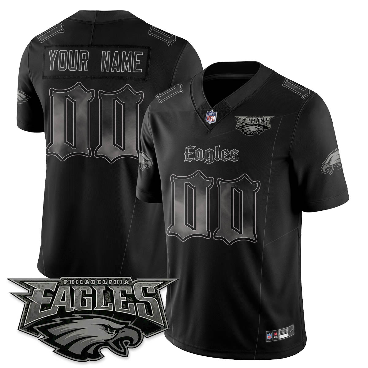 Custom PHI 'Dark Gothic Philly' Vapor Limited Jersey - Stitched