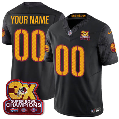 Custom WAS 3-Time Champions Patch Vapor Limited Jersey - Stitched