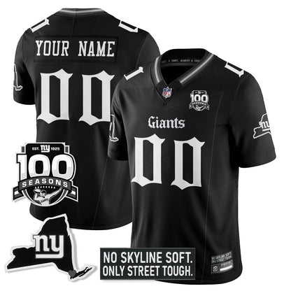 Custom NYG 100th Seasons 'Gothic Gotham Edition' Vapor Limited Jersey - Stitched