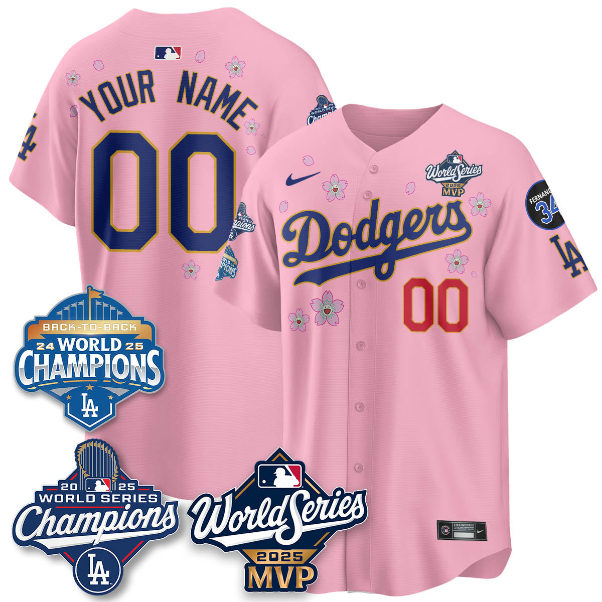 Yoshinobu Yamamoto LAD 2025 World Series MVP Custom Jersey - Stitched