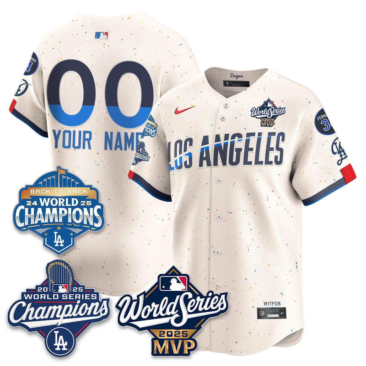 Yoshinobu Yamamoto LAD 2025 World Series MVP Custom Jersey - Stitched