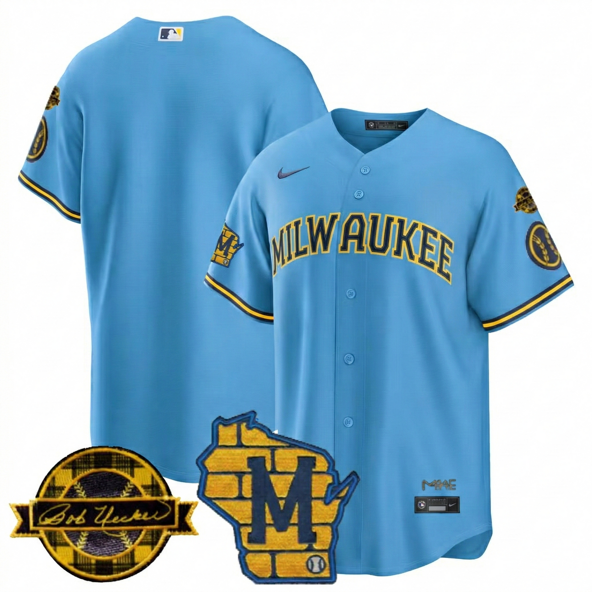 MIL Home & Bob Uecker Patch Vapor Premier Limited Jersey - Stitched