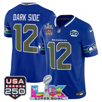SEA "Super Bowl LX & United States 250th Anniversary Patch" Vapor Limited Jersey - Stitched