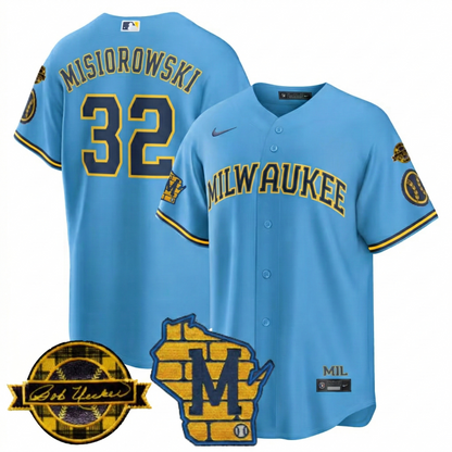 MIL Home & Bob Uecker Patch Vapor Premier Limited Jersey - Stitched
