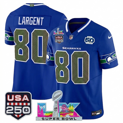 SEA "Super Bowl LX & United States 250th Anniversary Patch" Vapor Limited Jersey - Stitched
