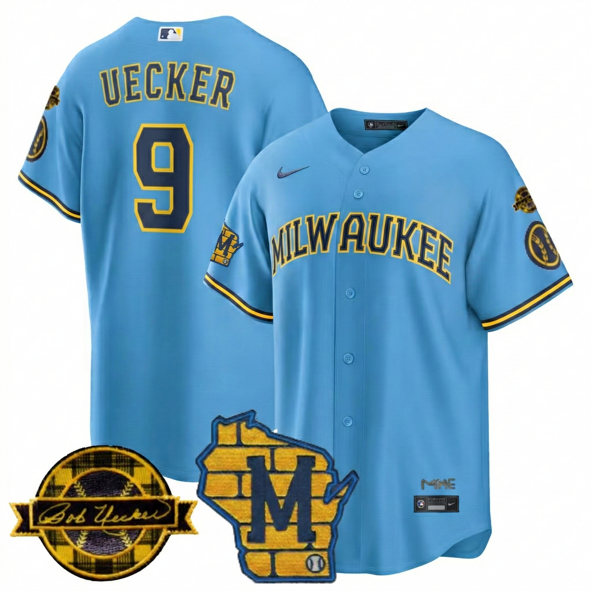 MIL Home & Bob Uecker Patch Vapor Premier Limited Jersey - Stitched