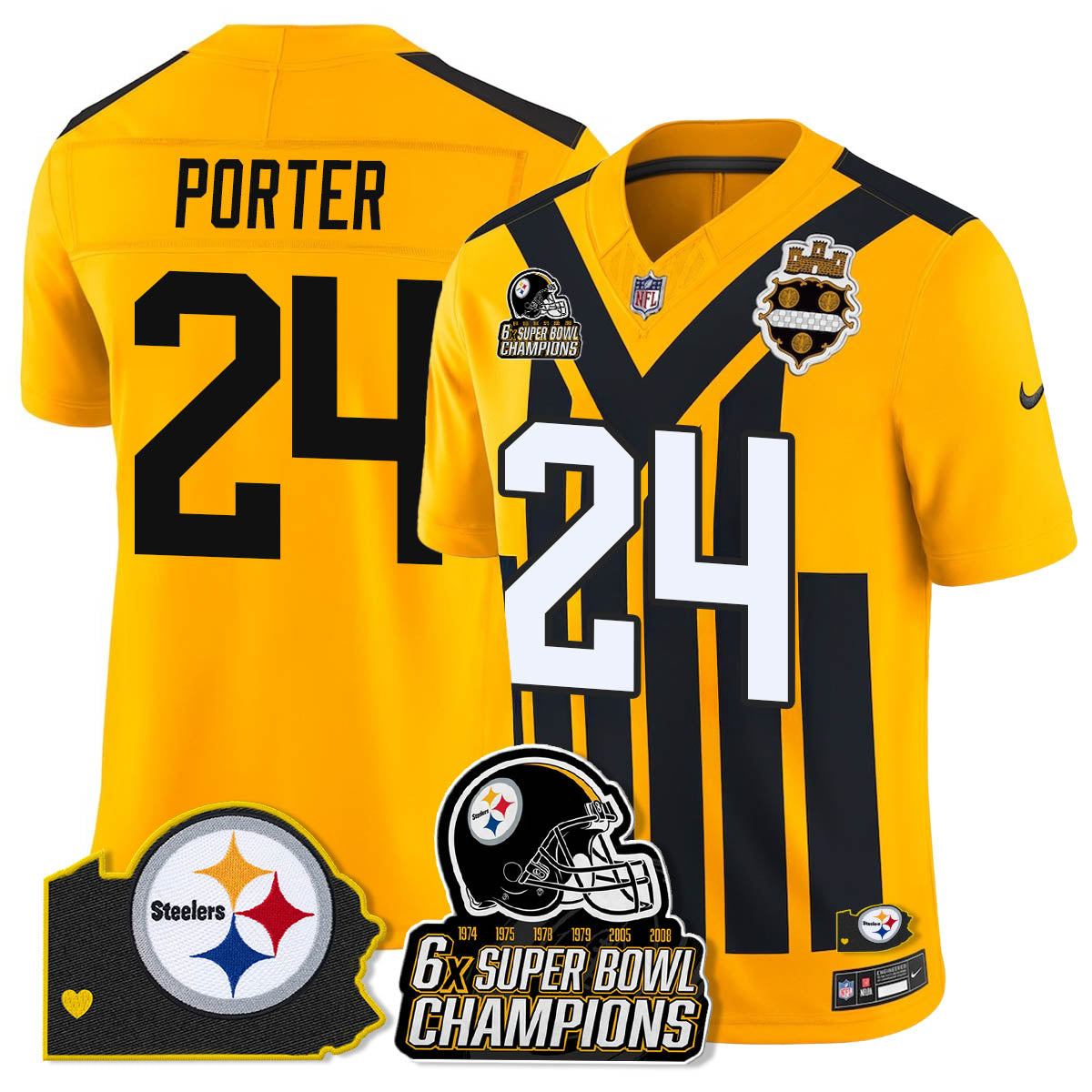 PIT 6-Time Champions Patch Vapor Limited Jersey - Stitched