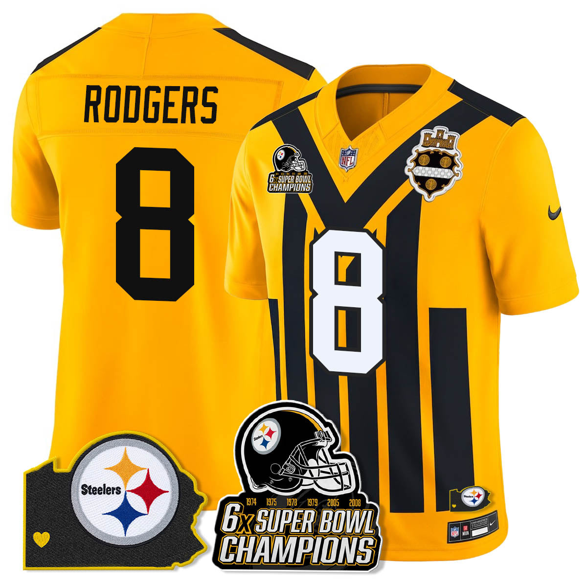 PIT 6-Time Champions Patch Vapor Limited Jersey - Stitched