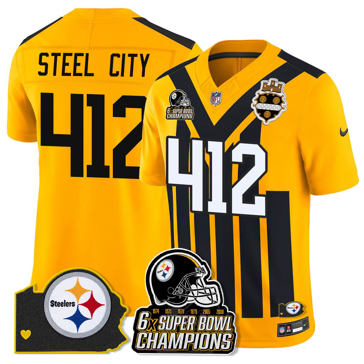 PIT 6-Time Champions Patch Vapor Limited Jersey - Stitched