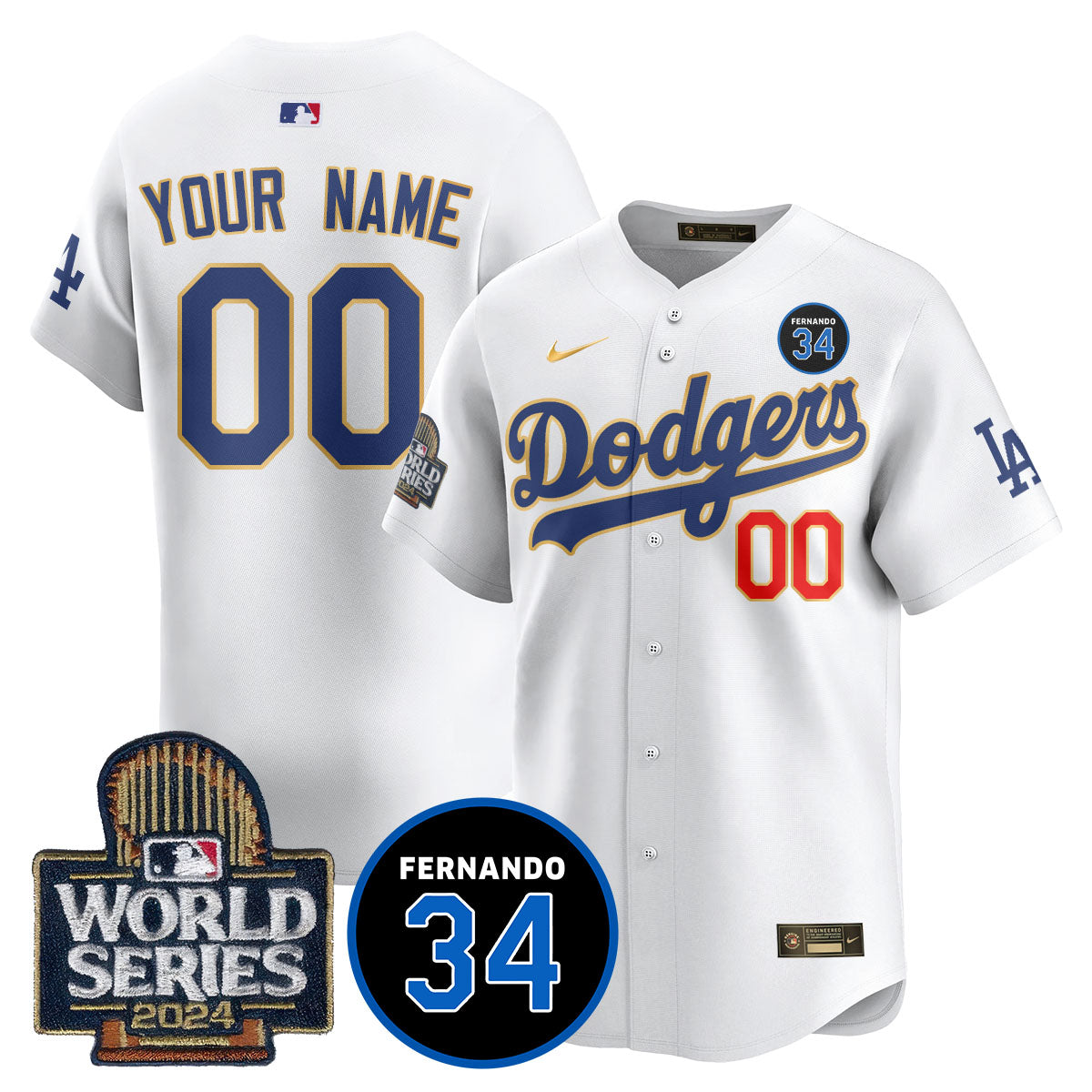 Dodgers Fernando Valenzuela Memorial Custom Jersey - Stitched