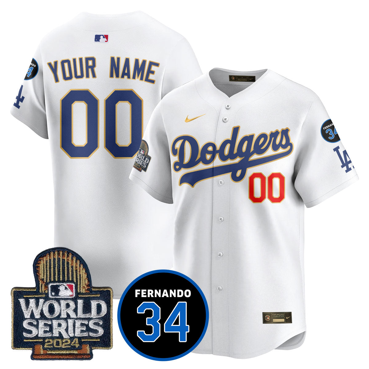 Dodgers Fernando Valenzuela Memorial Custom Jersey - Stitched