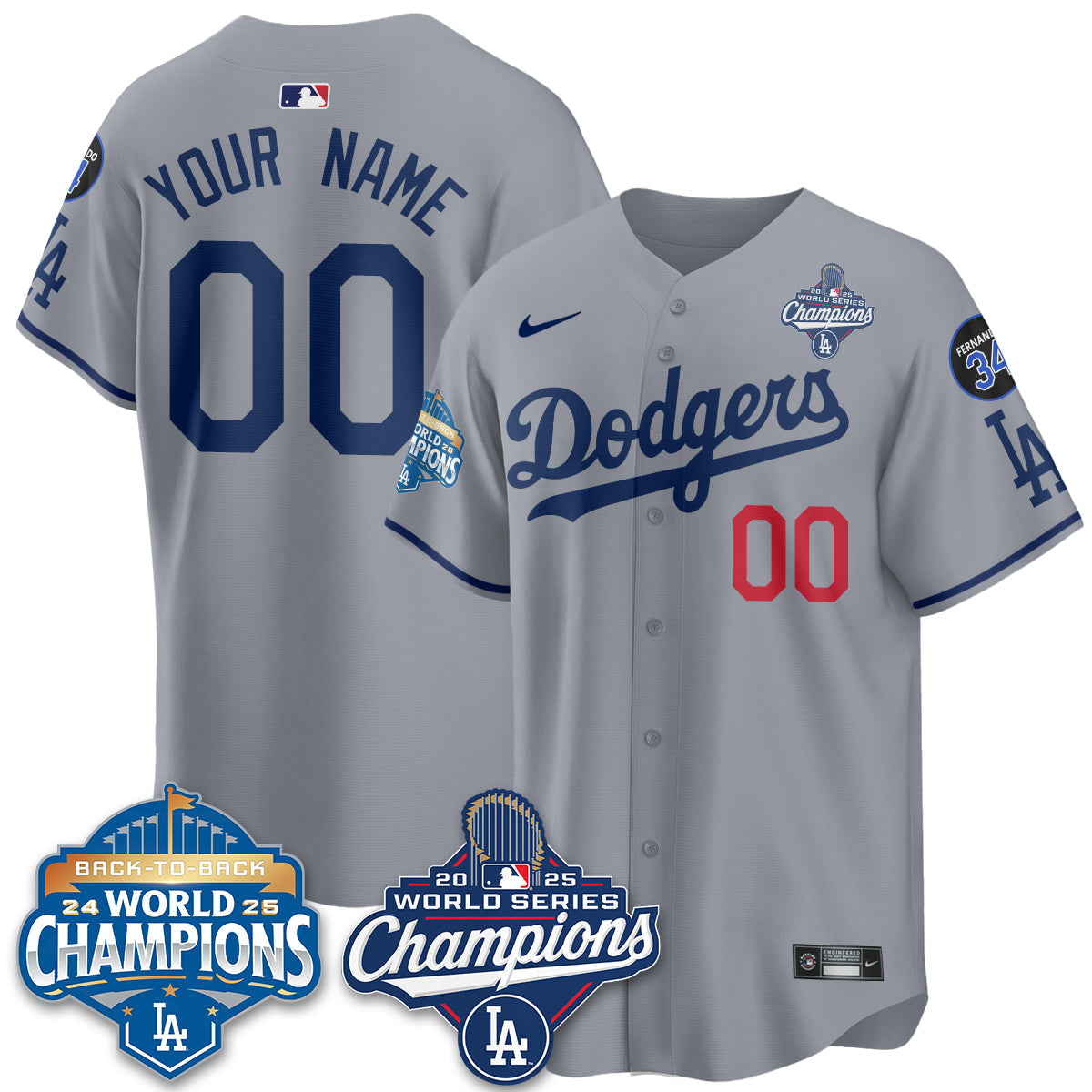 Custom LAD 2025 World Series Champions Jersey - Stitched