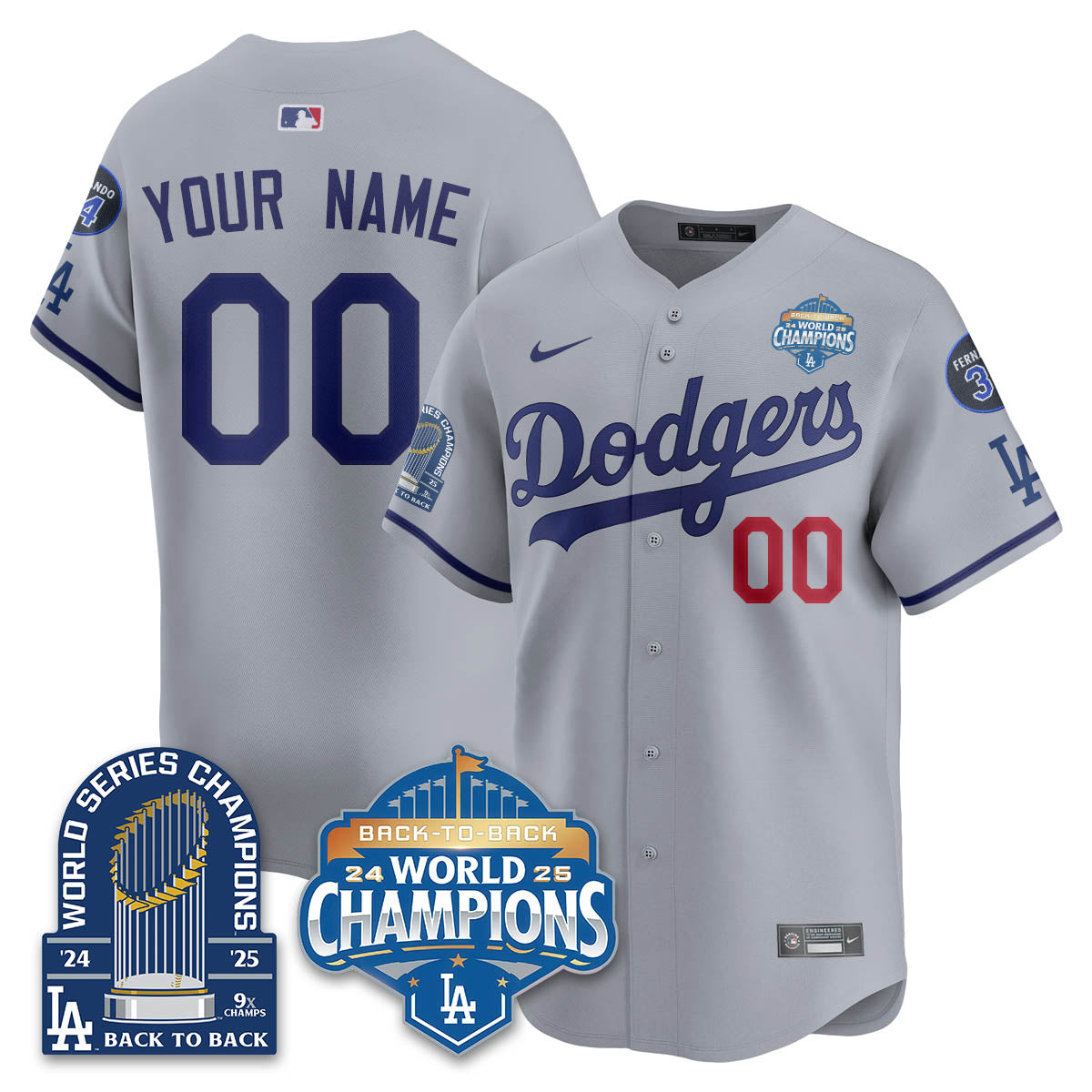 Custom LAD 2025 World Series Champions Jersey - 9x Champs - Stitched
